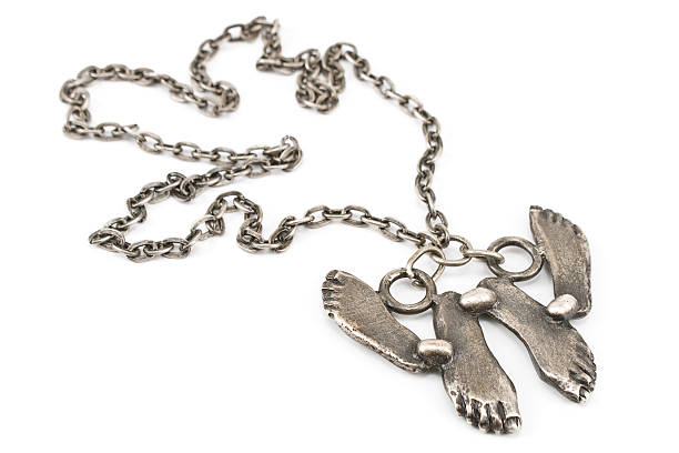 istock Silver necklace with foot pendant 177340095