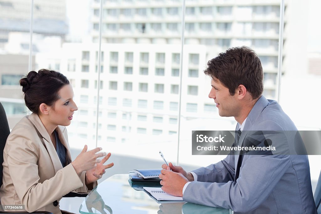 Business team negotiating Business team negotiating in a meeting room Adult Stock Photo