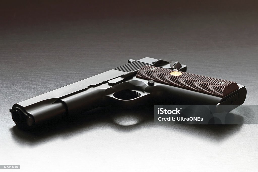Legendary US .45ACP handgun. Legendary US .45 caliber 1911 handgun. Classic model. Studio shot. Handgun Stock Photo