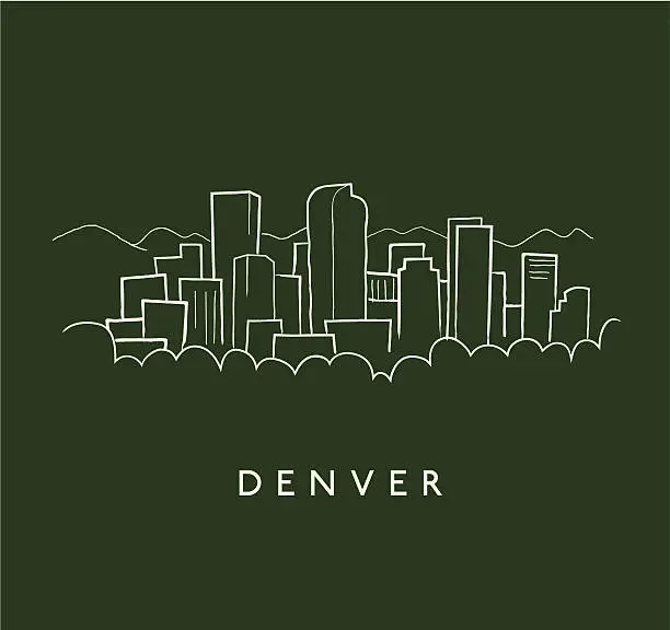 Vector illustration of Denver Skyline Sketch