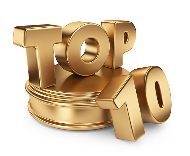 A 3D illustration of a golden top 10 stock photo