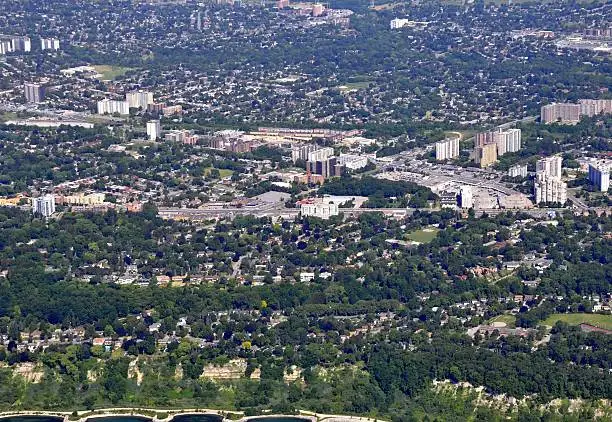 "aerial view of Toronto Scarborough area, Summer scene; Ontario Canada"