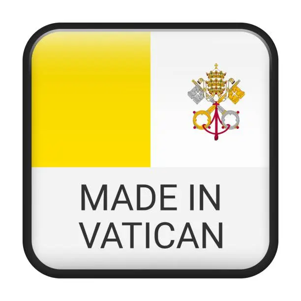 Vector illustration of Made in Vatican badge vector. Sticker with stars and national flag. Sign isolated on white background.