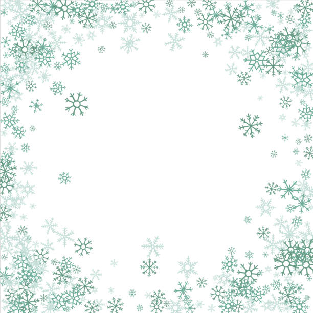 istock Square winter snow frame with blue snowflakes on a white background. Festive Christmas banner, New Year card. Symbols of frosty winter. Vector illustration. 1773444878