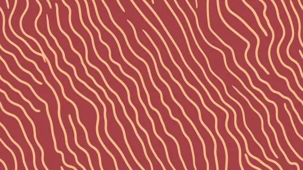 Vector illustration of Light Orange vector background with curves. Cool curve wave stripes warp vector background. Multicolor abstract background. Vector same waves. Digital effects. Unique wallpaper. Seamless.