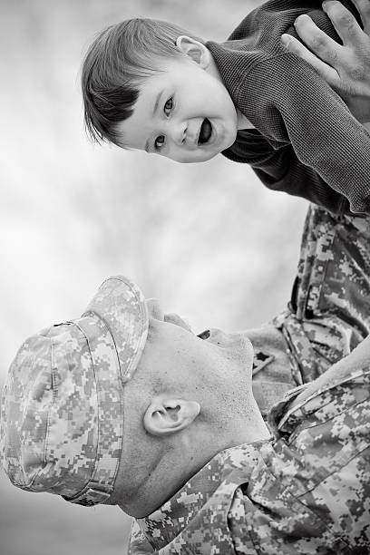 Soldier and son stock photo