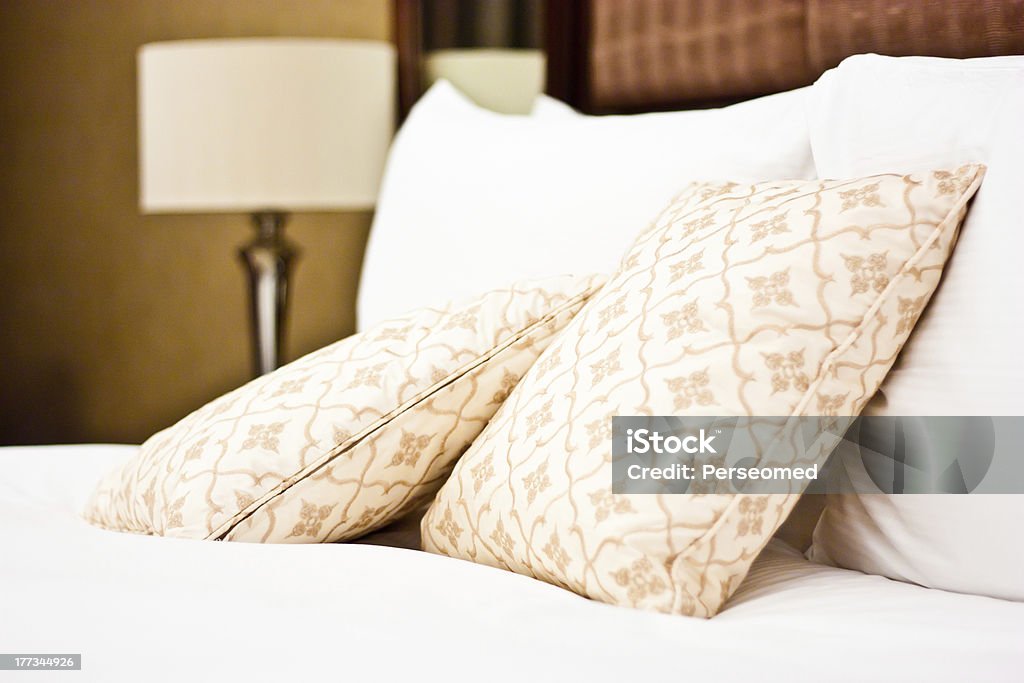 Pillows in Hotel bedroom "Concept for luxury and Honeymoon, pillows in a luxury hotel" Apartment Stock Photo