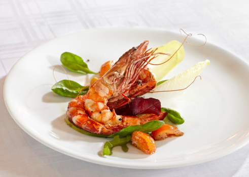 Mixed fish dish with prawns and shellfish