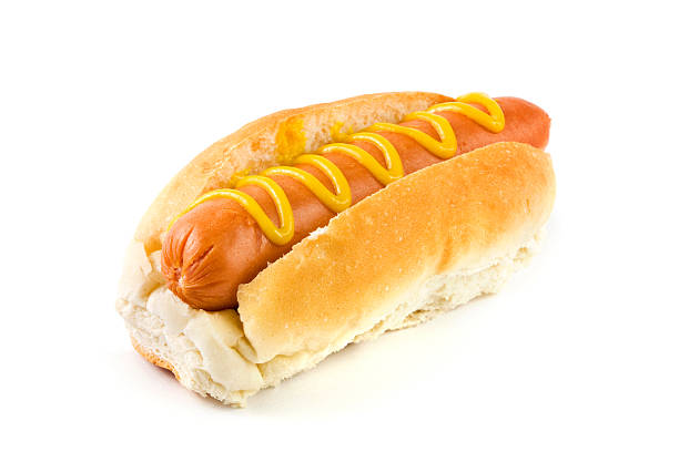 istock Hot dog with mustard over white 177345676