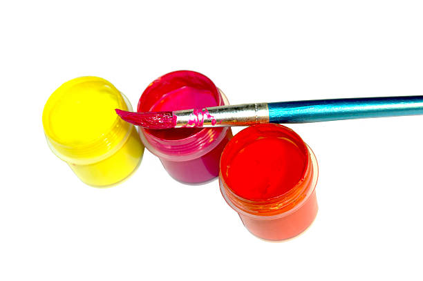 istock Brush and multicolor gouashe on white background 177345755