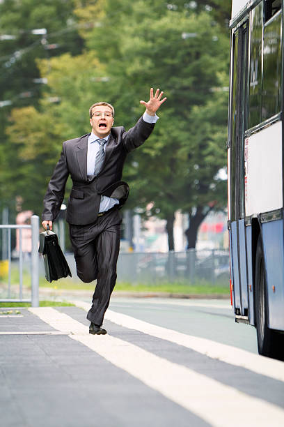 istock Businessman trying catch the bus 177345805