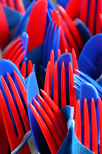 Plastic party forks stock photo