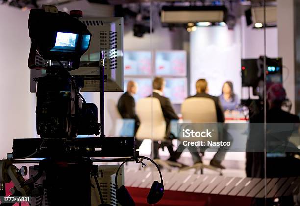 Tv Studio Stock Photo - Download Image Now - Television Set, Television Industry, The Media