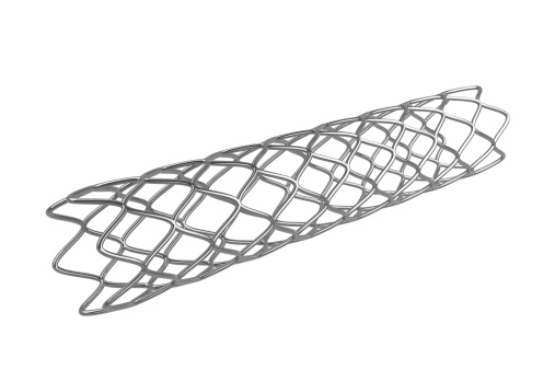 Close-up image of stent, isolated on white background