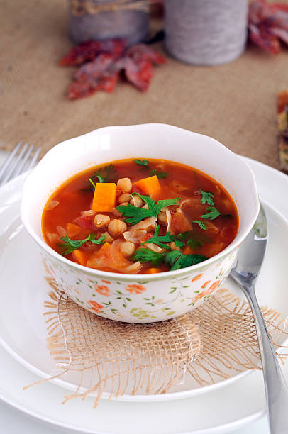 istock Tomato soup with chorizo and chickpeas 177347586