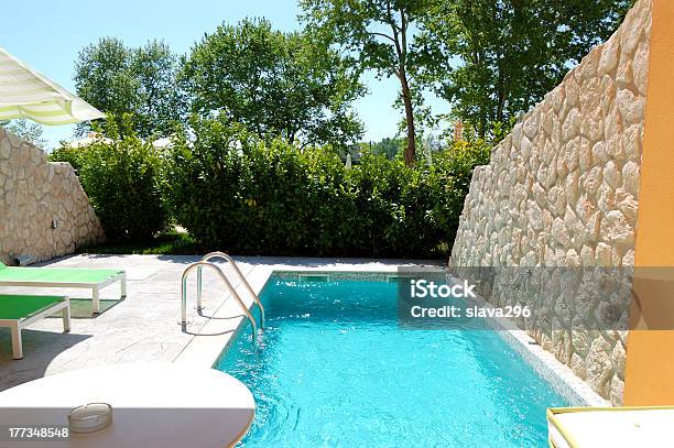 Outdoor Swimming Pool At Luxury Villa Pieria Greece Stock Photo - Download Image Now