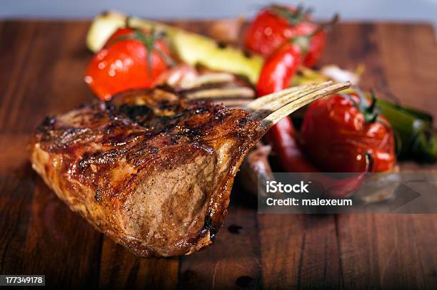 Grilled Mutton Chops On Cutting Board Stock Photo - Download Image Now - Lamb Chop, Grilled, Pepper - Vegetable