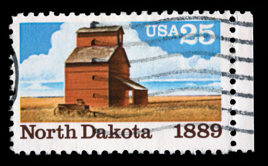 USA 25 cent stamp North Dakota in year 1889