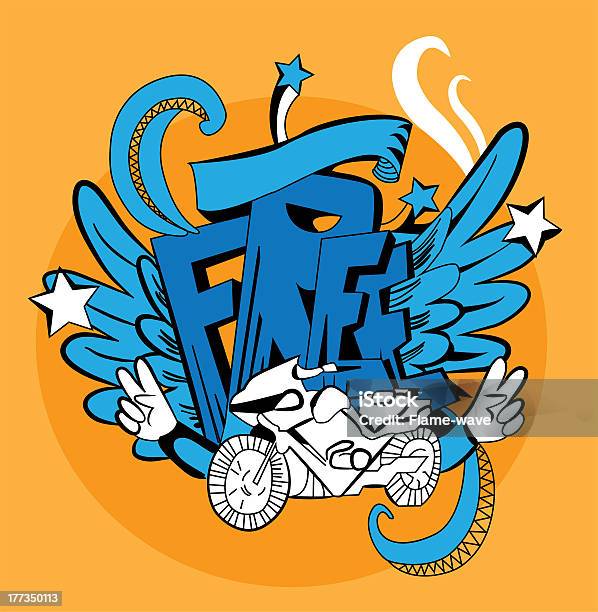 Vetores de Graffiti Ilustração Abstrata e mais imagens de Grafite - Produção artística - Grafite - Produção artística, Asa animal, Motocicleta