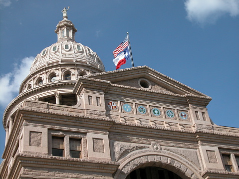 Entrance of the Capitol building of the State of Texas.