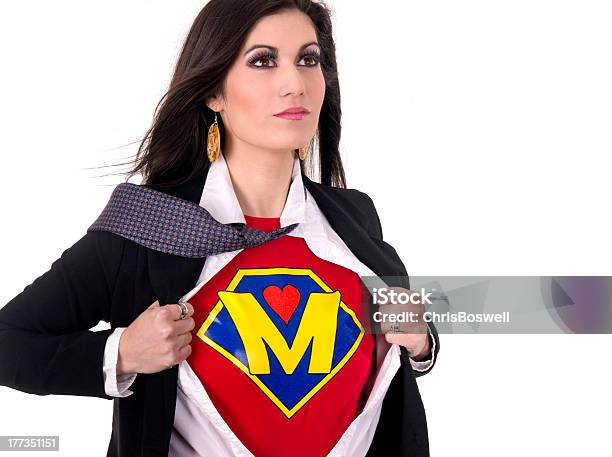 Super Mom Beautiful Female Regular Character Hero Sheds Suit Stock Photo - Download Image Now