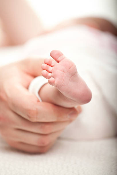 istock Father holding his newborn baby's foot 177352008