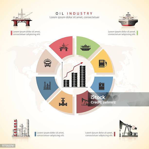 Нефтяная Промышленность — стоковая векторная графика и другие изображения на тему Инфографика - Инфографика, Промышленность, Без людей