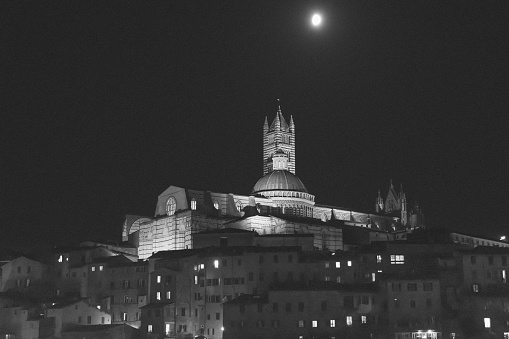 Duomo of Siena, Tuscan townscape at night