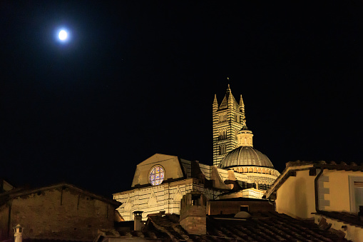 Duomo of Siena, Tuscan townscape at night