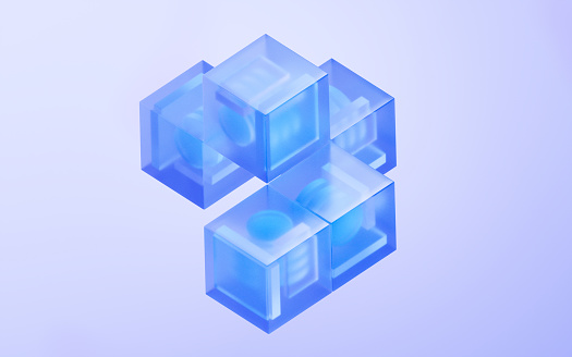 Abstract cube glass geometry background, 3d rendering. 3D illustration.