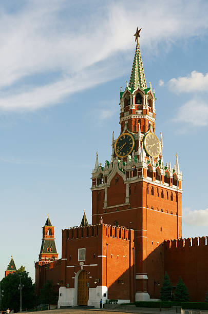 Spasskaya tower of Moscow Kremlin stock photo