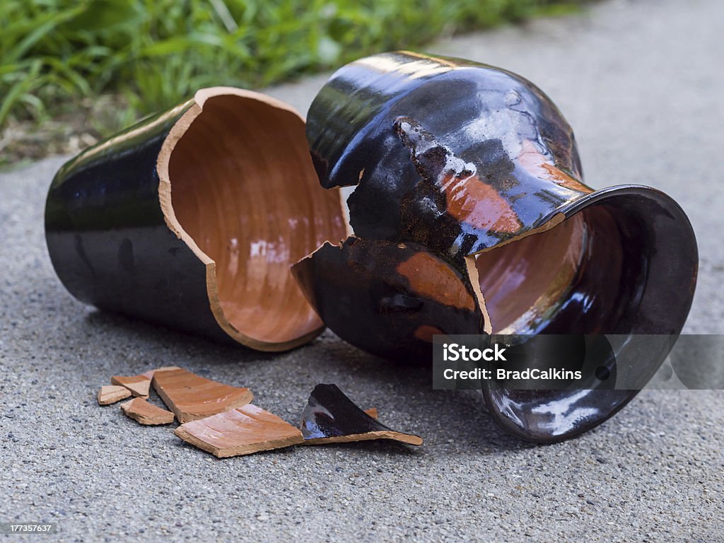 Broken vase Broken vase smashed on ground Vase Stock Photo