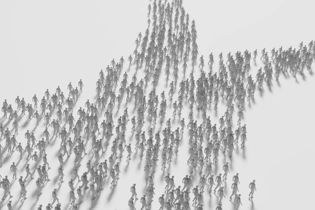 A group of people becoming polarized and drifting apart