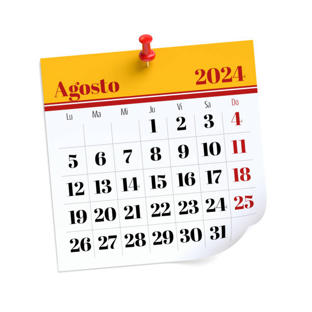 istock August Calendar 2024 in Spanish Language. Isolated on White Background. 3D Illustration 1773582943