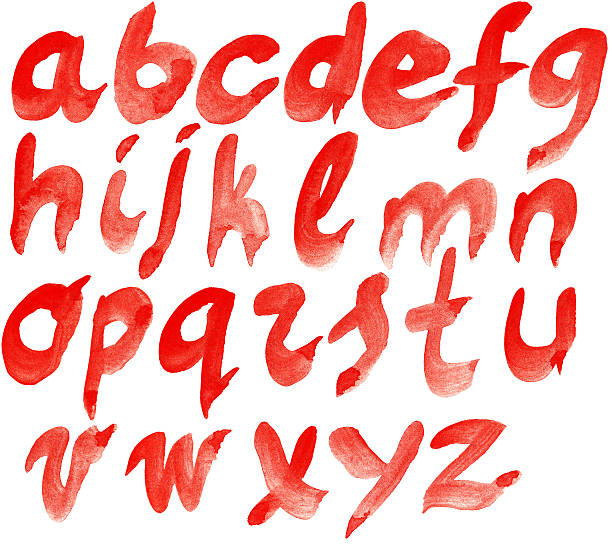 mano verniciato alfabeto - viraggio a mano foto e immagini stock