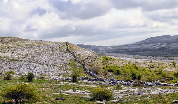 "The Burren is a karst-landscape regionin northwest County Clare, in Ireland. Irish fences"