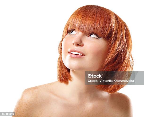 Young Beautiful Redheaded Woman Looking Up Stock Photo - Download Image Now - Adult, Adults Only, Beautiful People