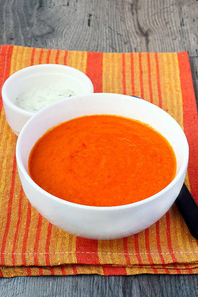 istock Spicy pepper and tomato soup with cucumber yogurt 177359898