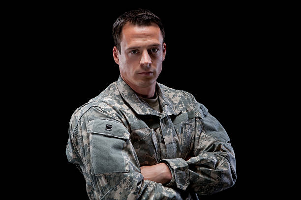 istock Military man with his arms crossed 177360029
