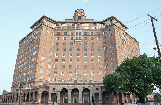 A beautiful historic hotel and spa building in Mineral Wells, Texas