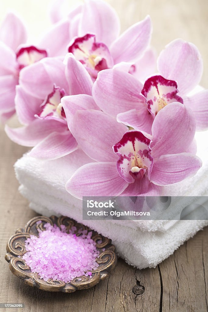 spa com orquídeas e Banho - Royalty-free Aromaterapia Foto de stock