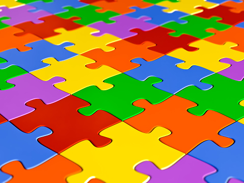Jigsaw puzzle background - shallow depth of field