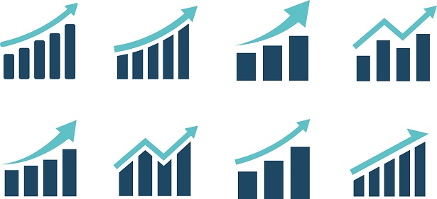 Vector Icon Set of Rising Chart Graphics