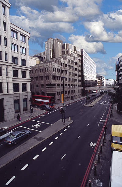 istock Typical London Street with Red double decker bus 177362861