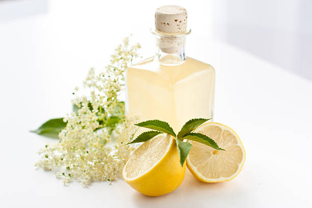 istock elderflower and lemon syrup in bottle 177363621