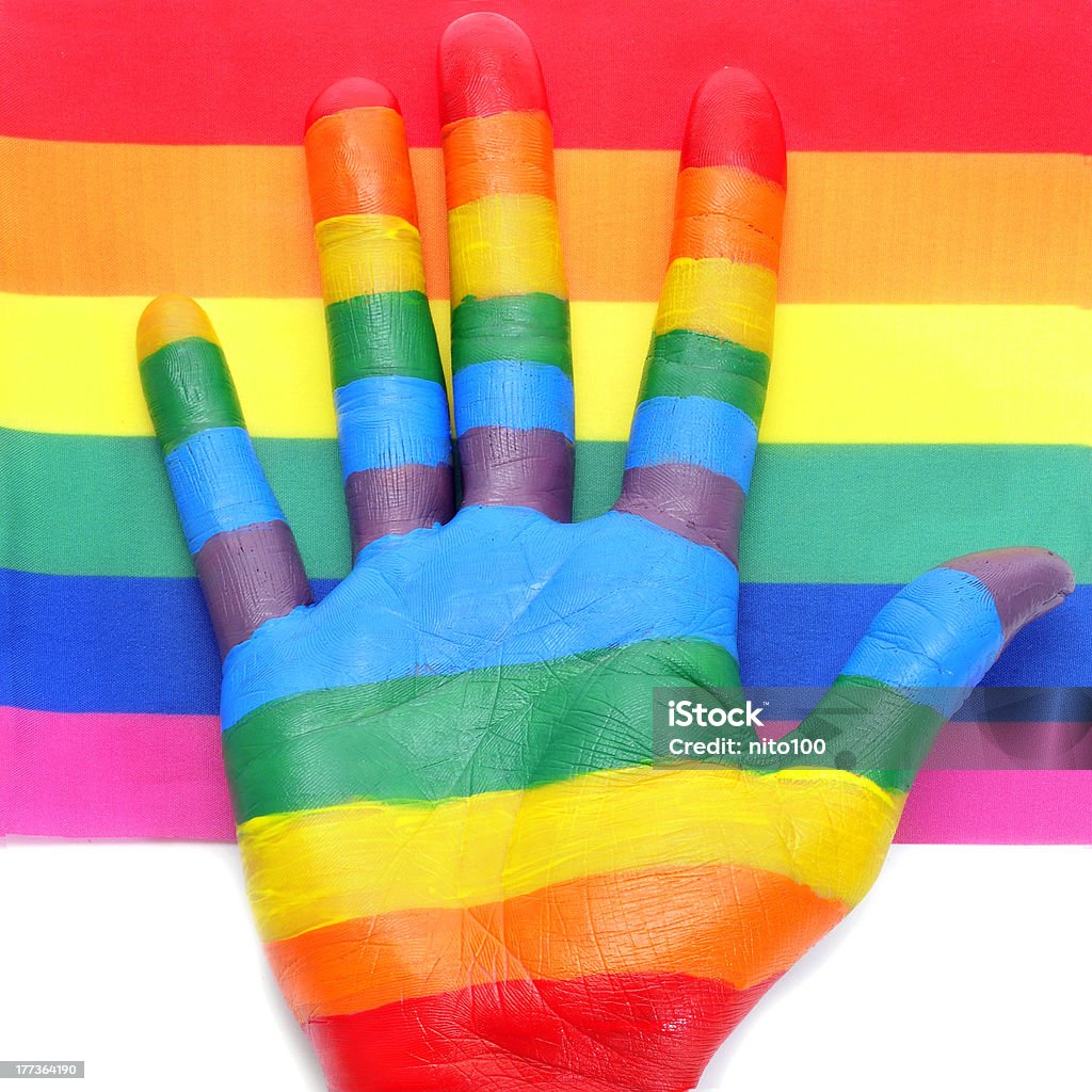 gay mano - Foto stock royalty-free di Bandiera multicolore