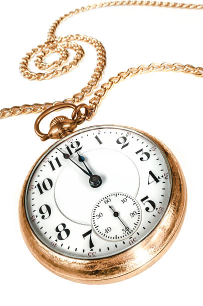 旧 pocket watch 白背景 - clock face old time number 2 ストックフォトと画像