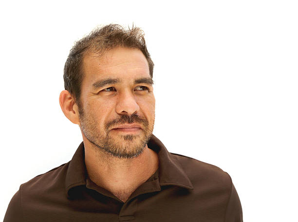 istock handsome man with brown shirt and stubble 177365411