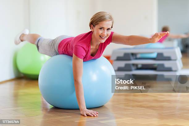 Woman On Fitness Ball Stock Photo - Download Image Now - Active Lifestyle, Adult, Adults Only