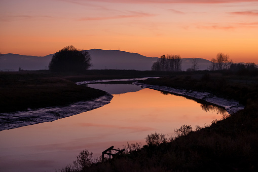 River bend at dusk near Lummi Island, Washington